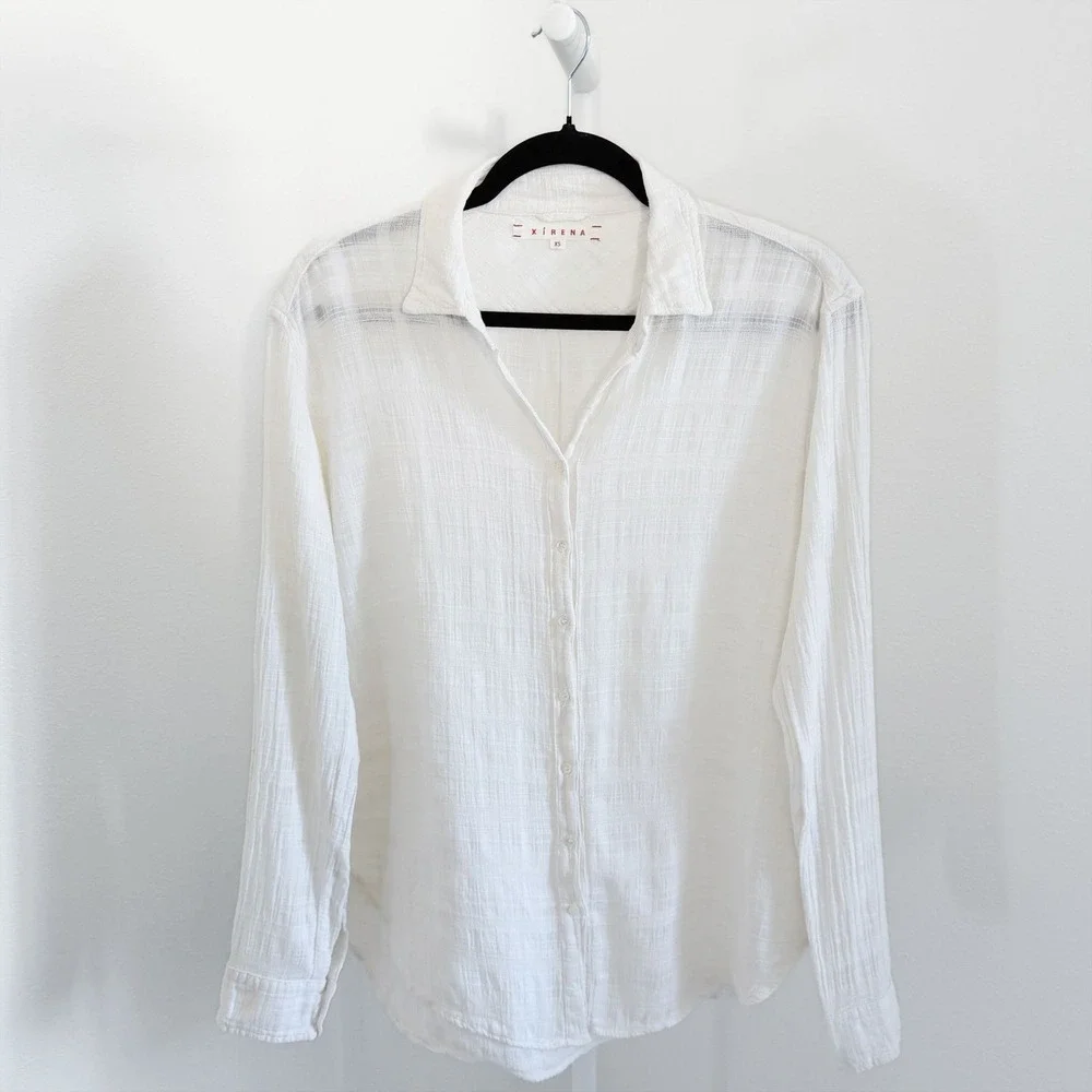 Xirena $209 Button Up Top Size XS Gauze Cotton Minimalist Quiet Luxury
